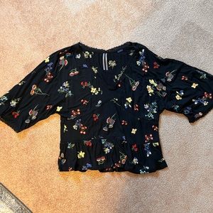 Anthropologie embroidered floral top